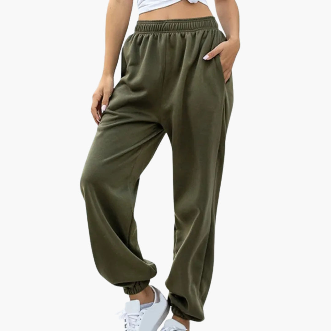 Pantalon jogging femme à jambes larges et taille élastique