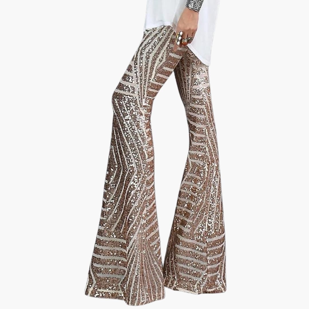 Pantalon pailleté évasé pour femme