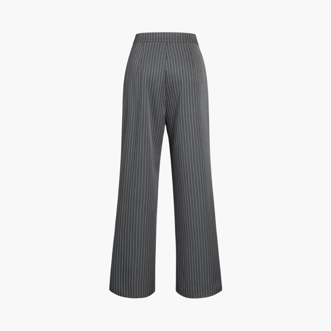 Pantalone a righe da donna con taglio fluido e davanti plissettato