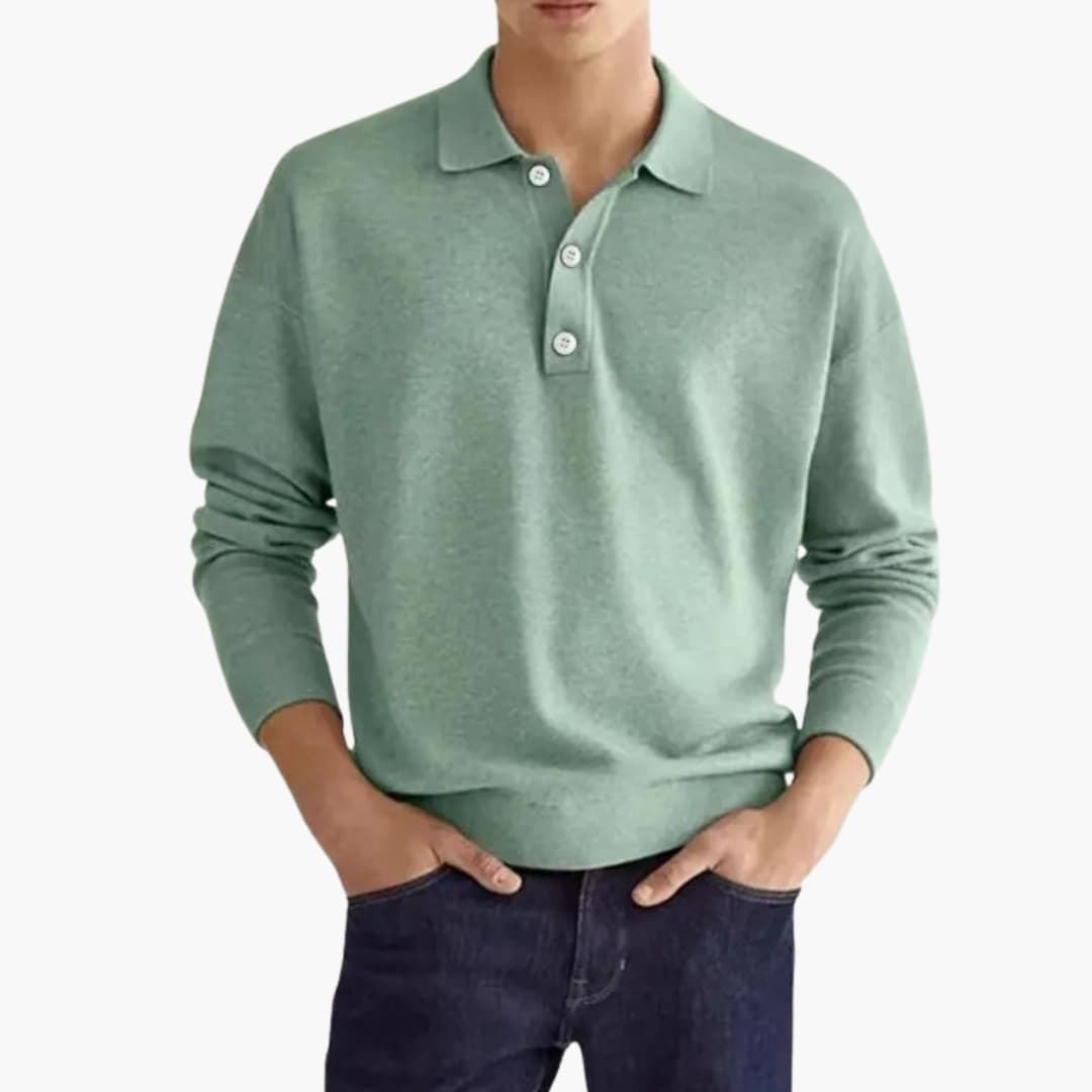 Polo homme à manches longues avec patte de boutonnage