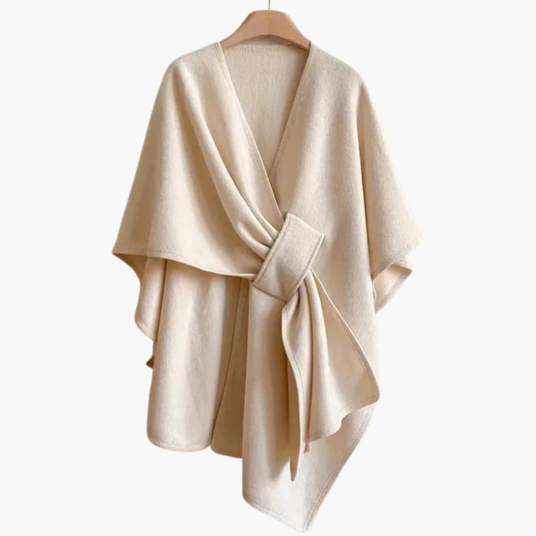 Poncho écharpe long femme en maille douce avec drapé élégant