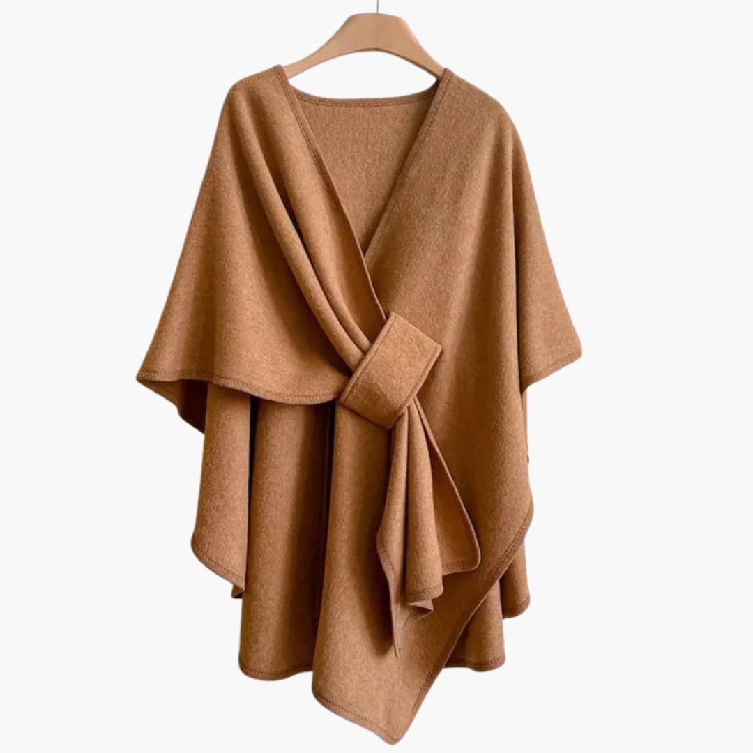 Poncho lång scarf för kvinnor i mjuk stickad med elegant drapering