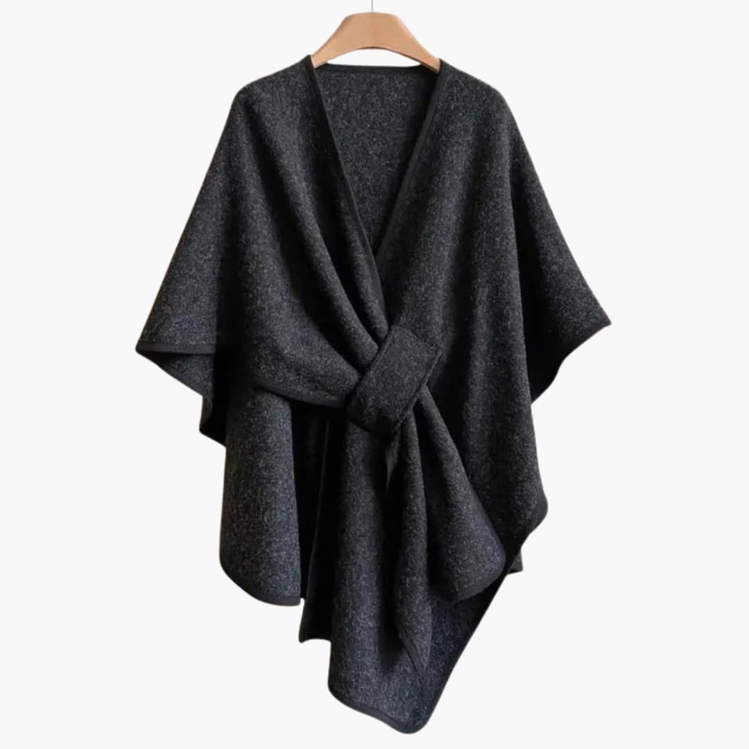 Poncho lång scarf för kvinnor i mjuk stickad med elegant drapering