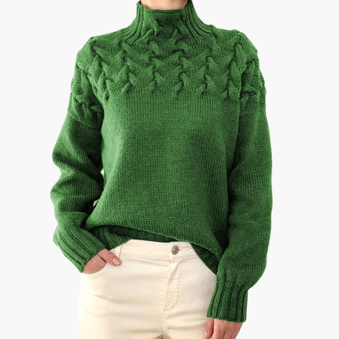 Maglia Donna Collo Alto con Motivo Intrecciato