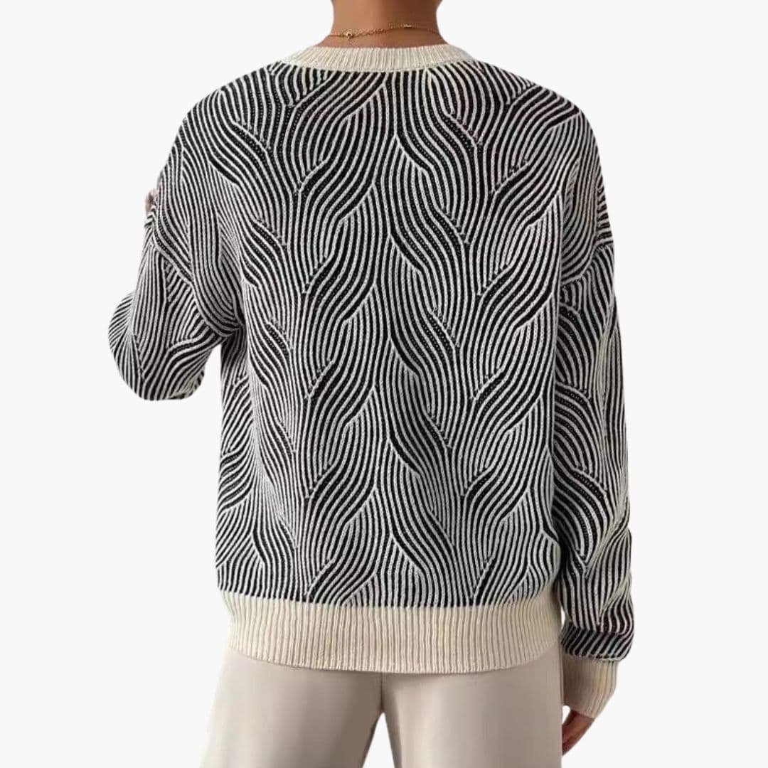 Maglia Donna Girocollo Motivo Onde e maniche lunghe