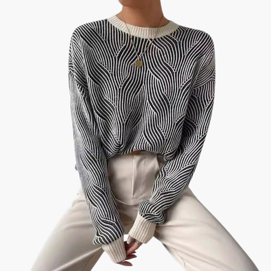 Maglia Donna Girocollo Motivo Onde e maniche lunghe