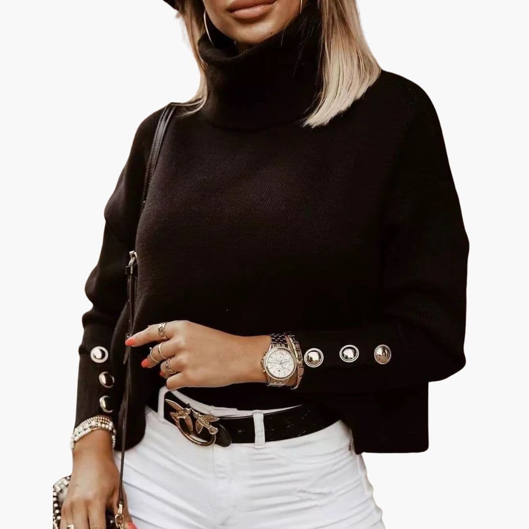 Women's Turtleneck with Buttons and Long Sleeves