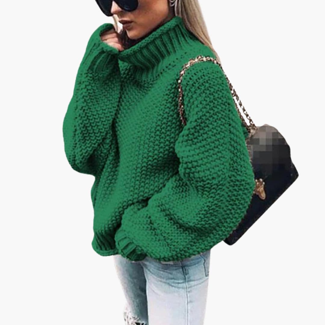 Pull Femme Col Roulé en Maille Surface Texturée