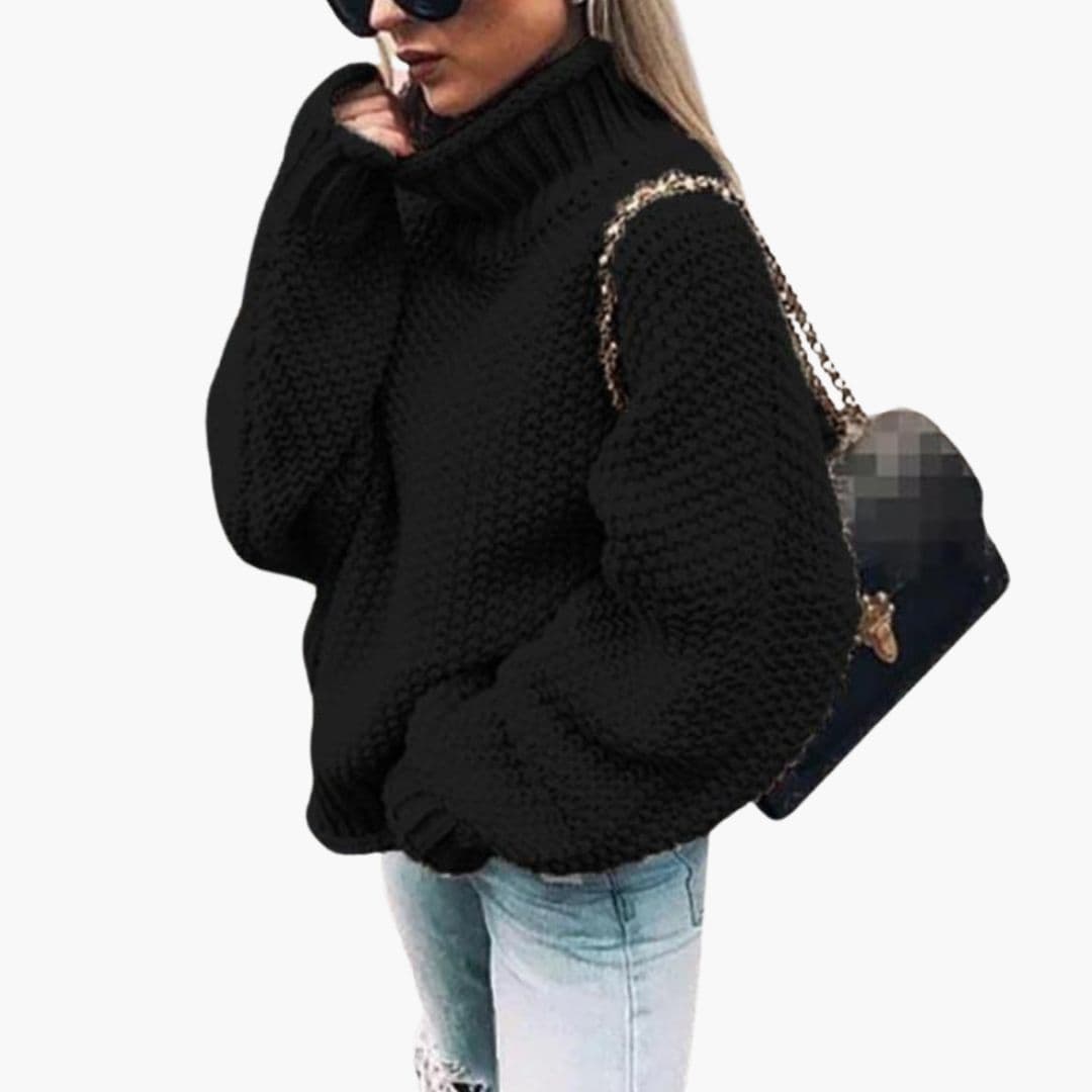 Pull Femme Col Roulé en Maille Surface Texturée