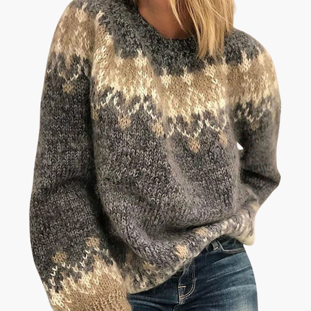 Maglione Donna Maglia Spessa con Motivo Nordico