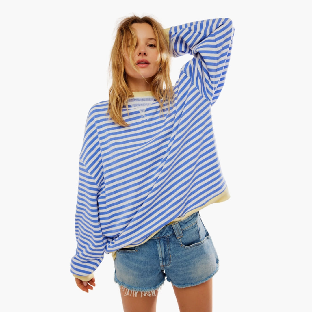 Maglione Donna A Righe Con Spalle Scese