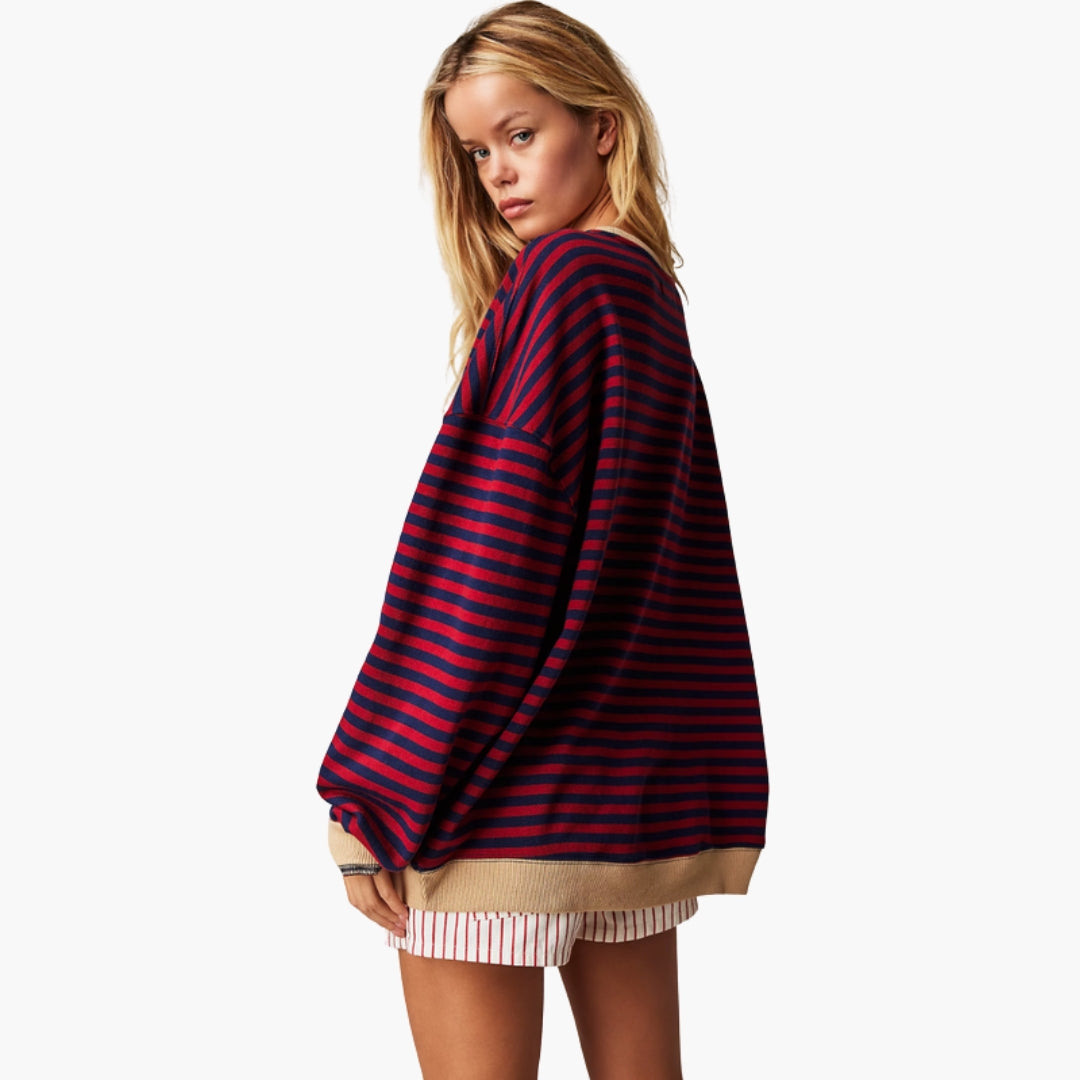 Maglione Donna A Righe Con Spalle Scese