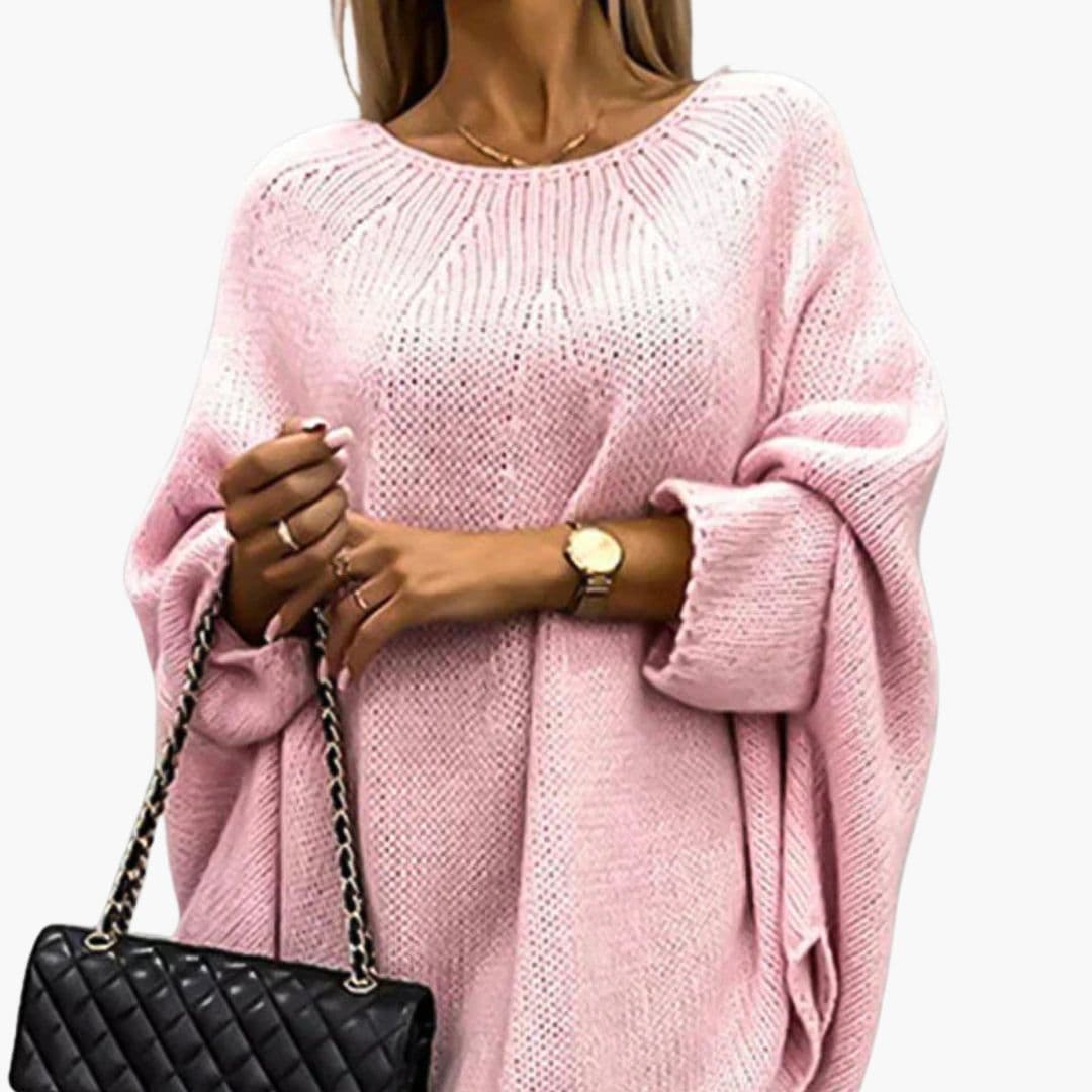 Sweter damski z dekoltem w łódkę i szerokimi rękawami