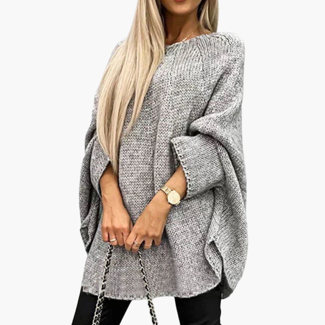 Sweter damski z dekoltem w łódkę i szerokimi rękawami