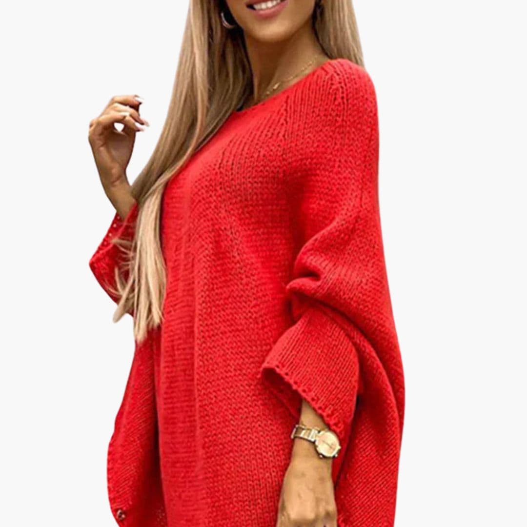 Sweter damski z dekoltem w łódkę i szerokimi rękawami