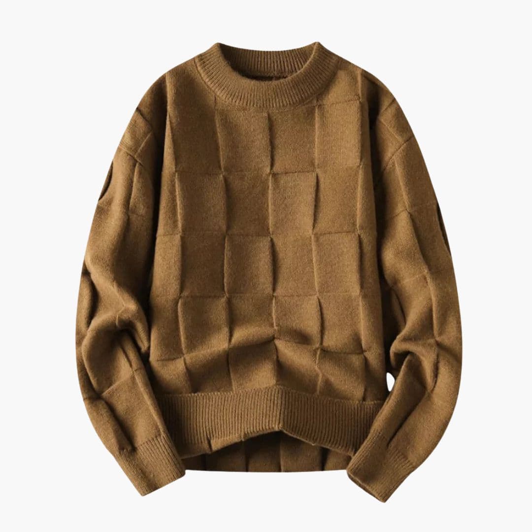 Pull Homme Col Rond avec Finitions Côtelées