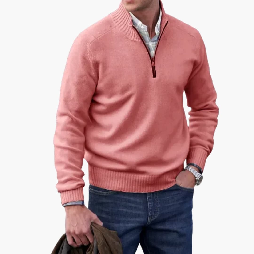 Pull Homme Demi-Zip avec Ourlet Côtelé