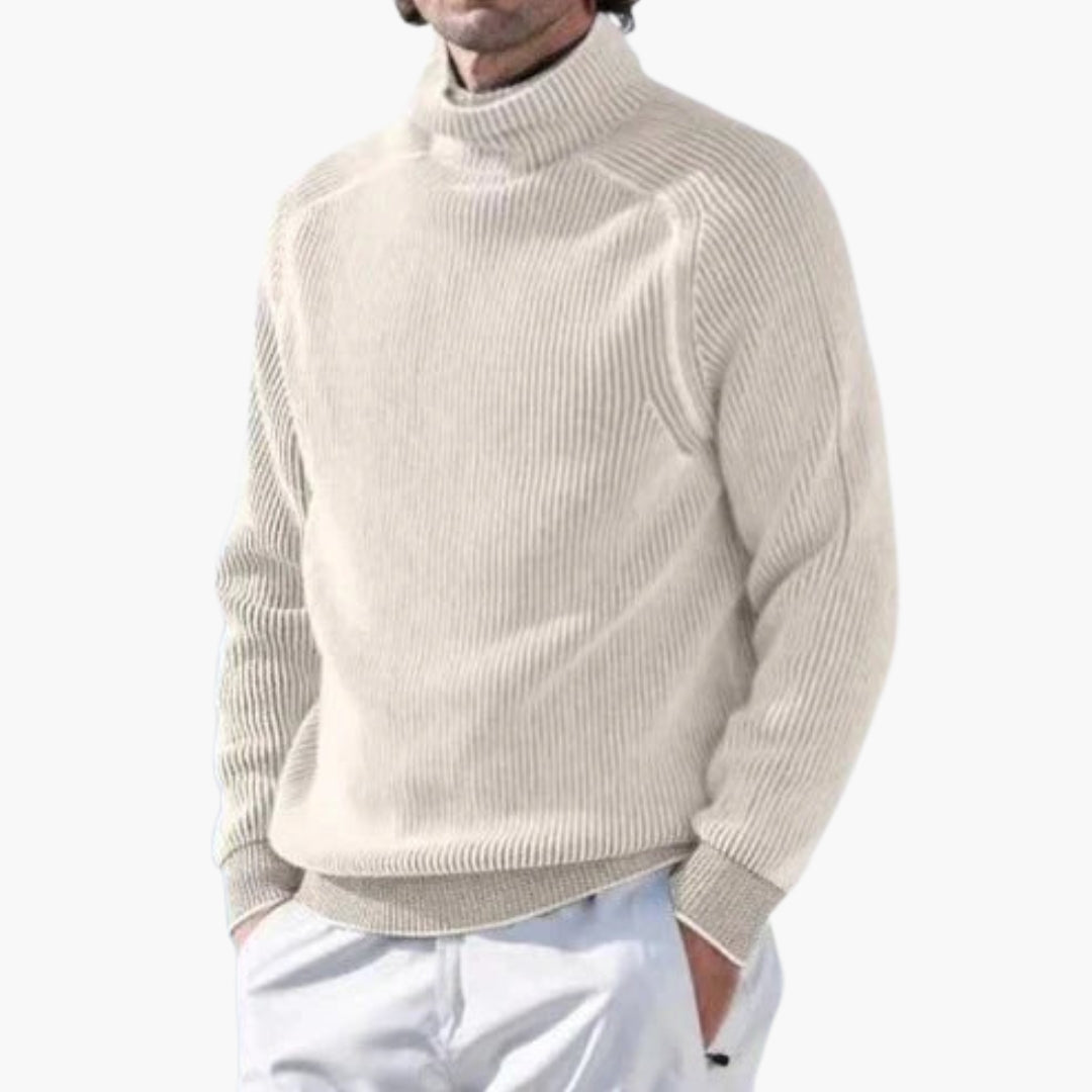Maglione dolcevita uomo in maglia a coste