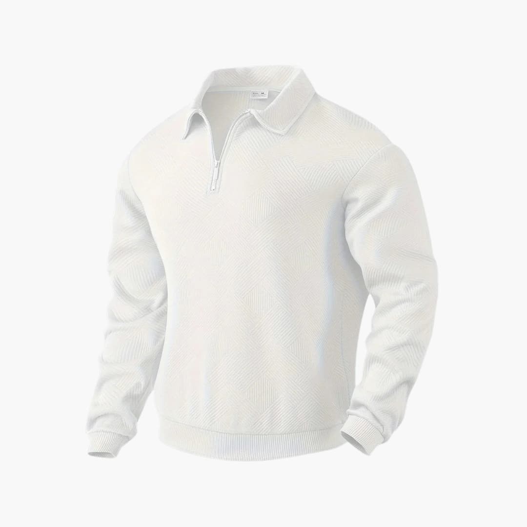 Pull demi zip pour homme avec col à revers et maille texturée