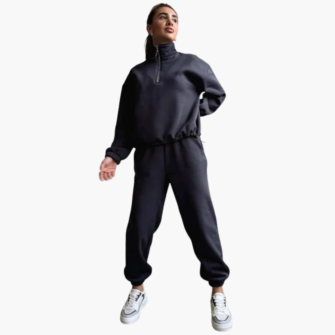 Felpa sportiva donna con collo alto e mezza cerniera