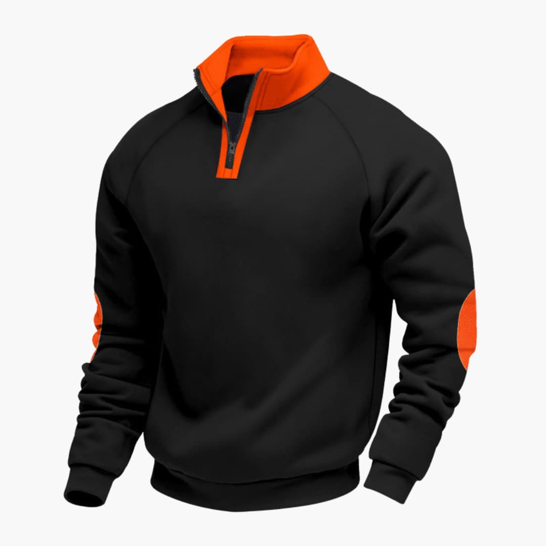 Camisola de desporto para homem com gola alta e fecho de correr