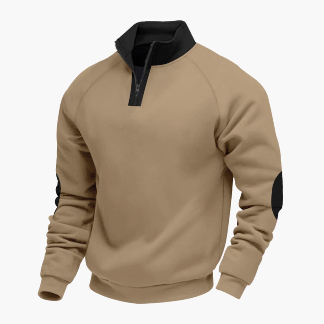Camisola de desporto para homem com gola alta e fecho de correr