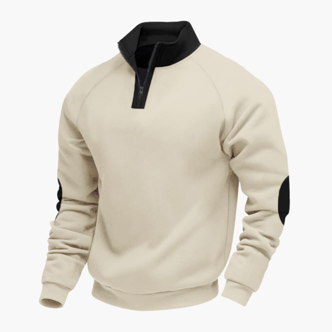Camisola de desporto para homem com gola alta e fecho de correr