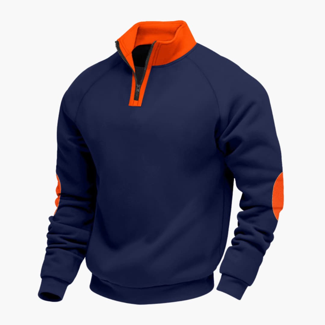 Camisola de desporto para homem com gola alta e fecho de correr