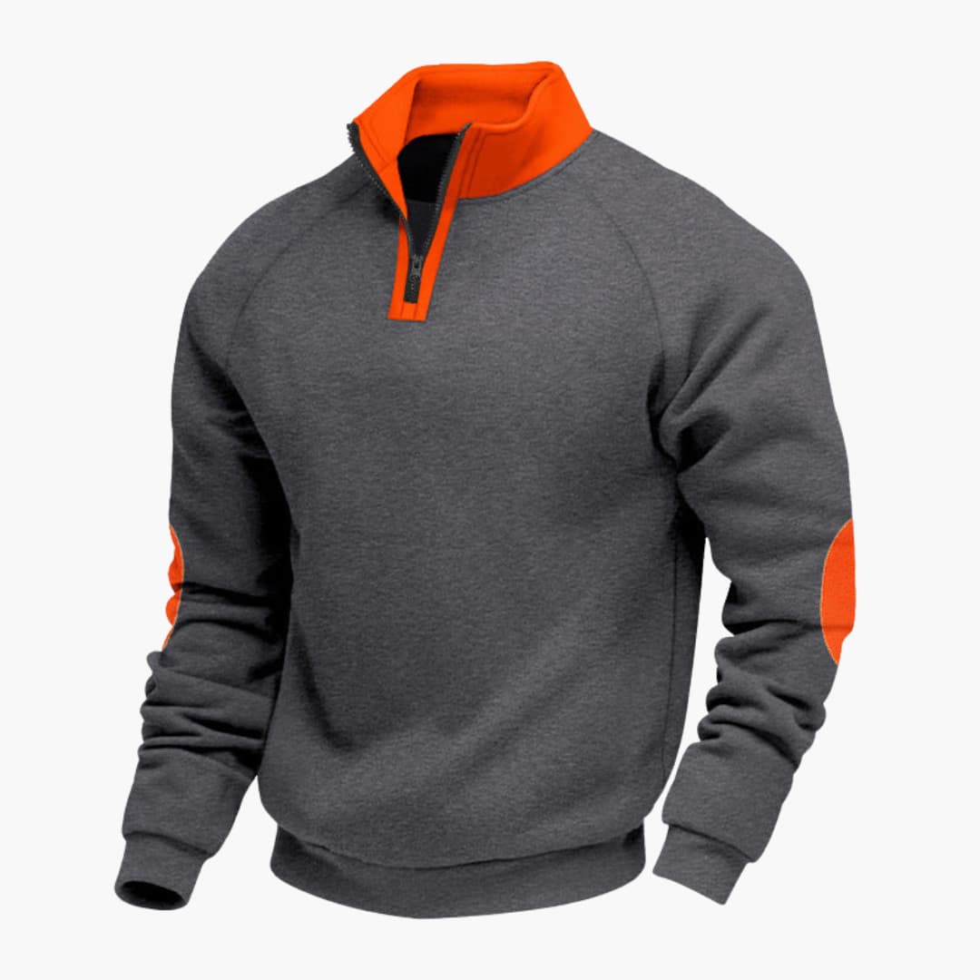 Pull de sport homme à col montant avec fermeture zippée