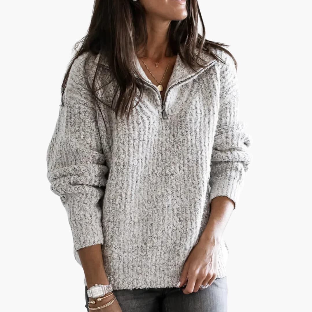 Pull en maille doux pour femme avec col zippé