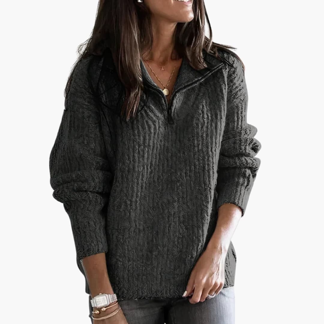 Pull en maille doux pour femme avec col zippé