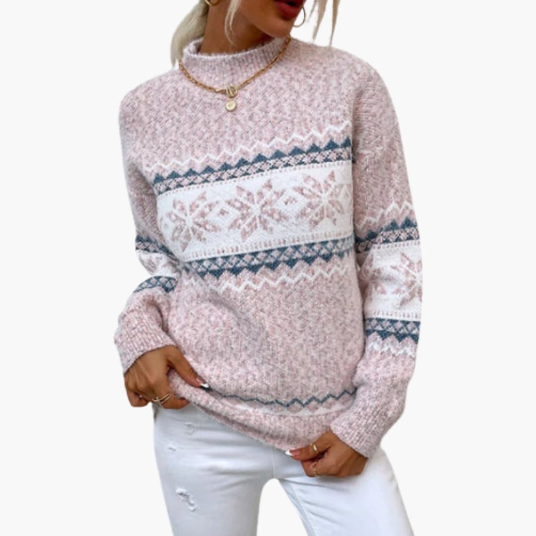 Sweter z dzianiny jacquard dla kobiet z golfem