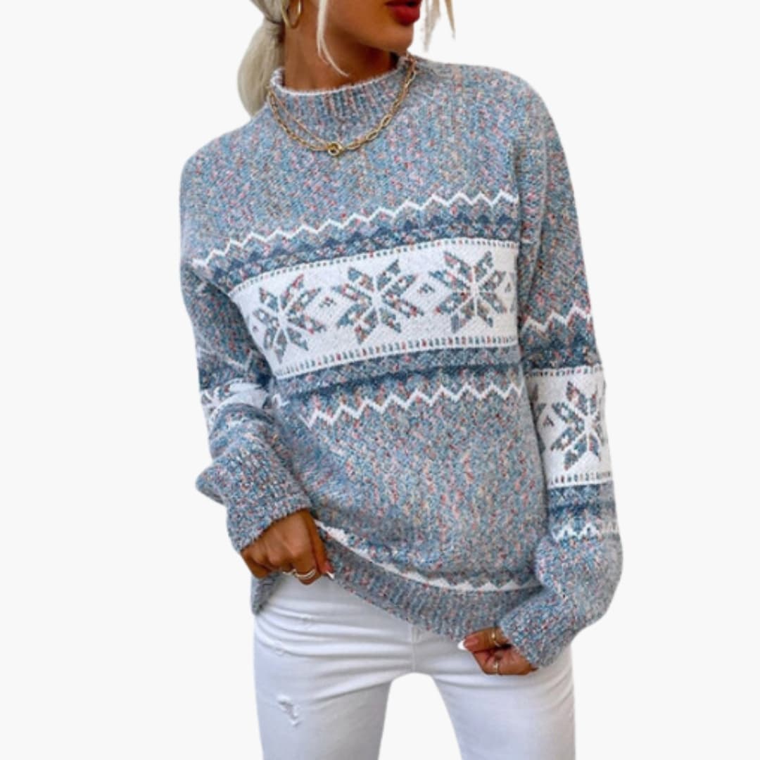 Sweter z dzianiny jacquard dla kobiet z golfem
