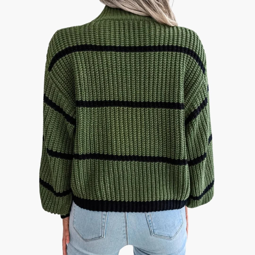 Sweter w paski dla kobiet z golfem