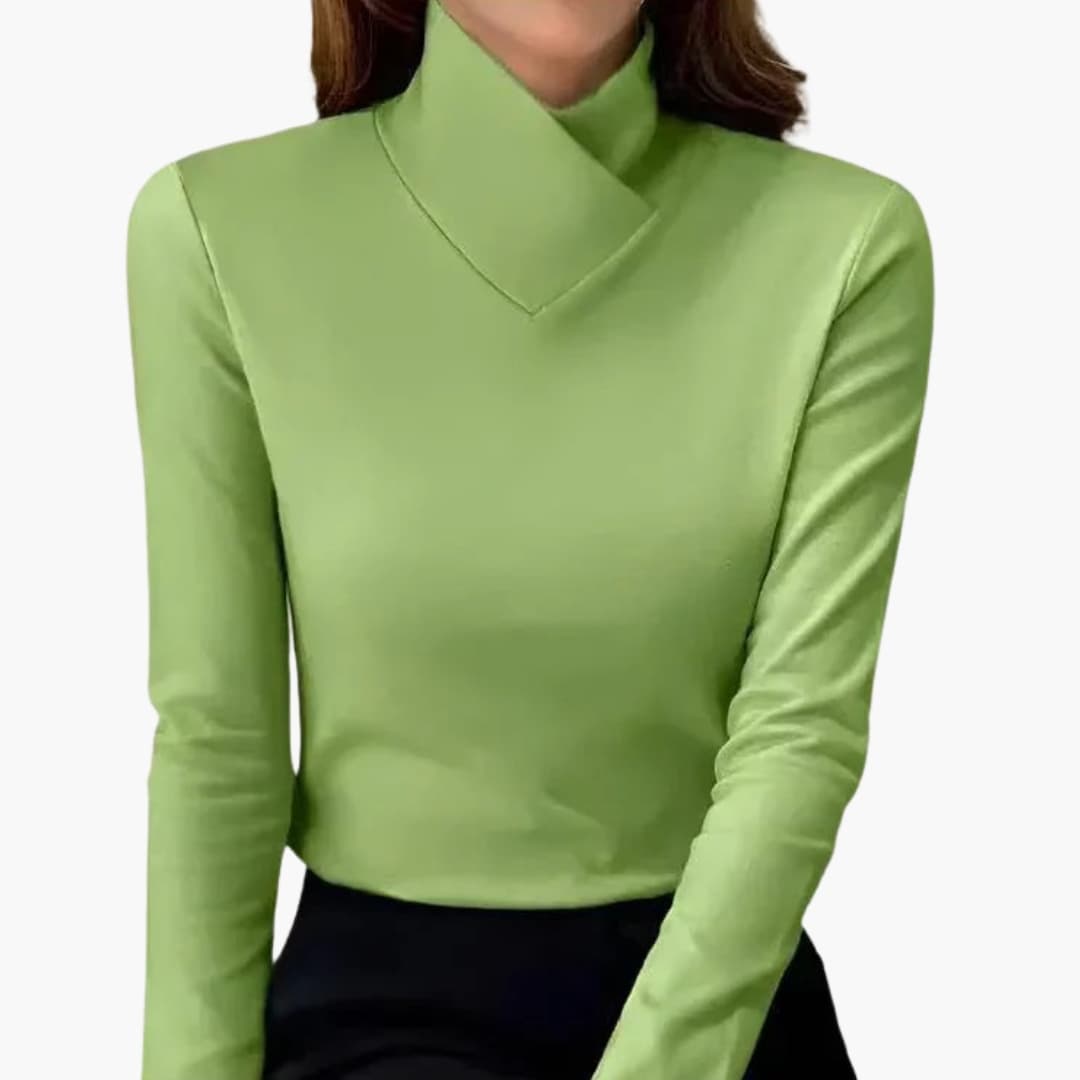 Pull femme à col croisé et manches longues