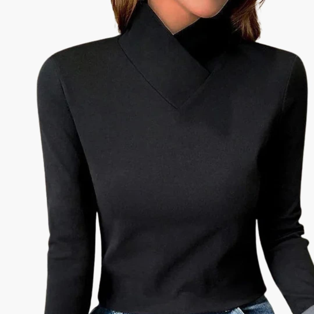 Pull femme à col croisé et manches longues