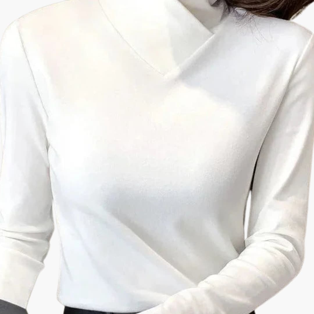 Pull femme à col croisé et manches longues