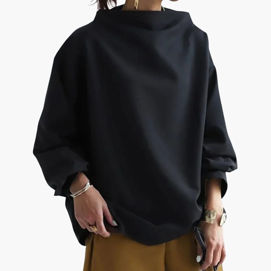 Pull femme à col large et ourlet droit