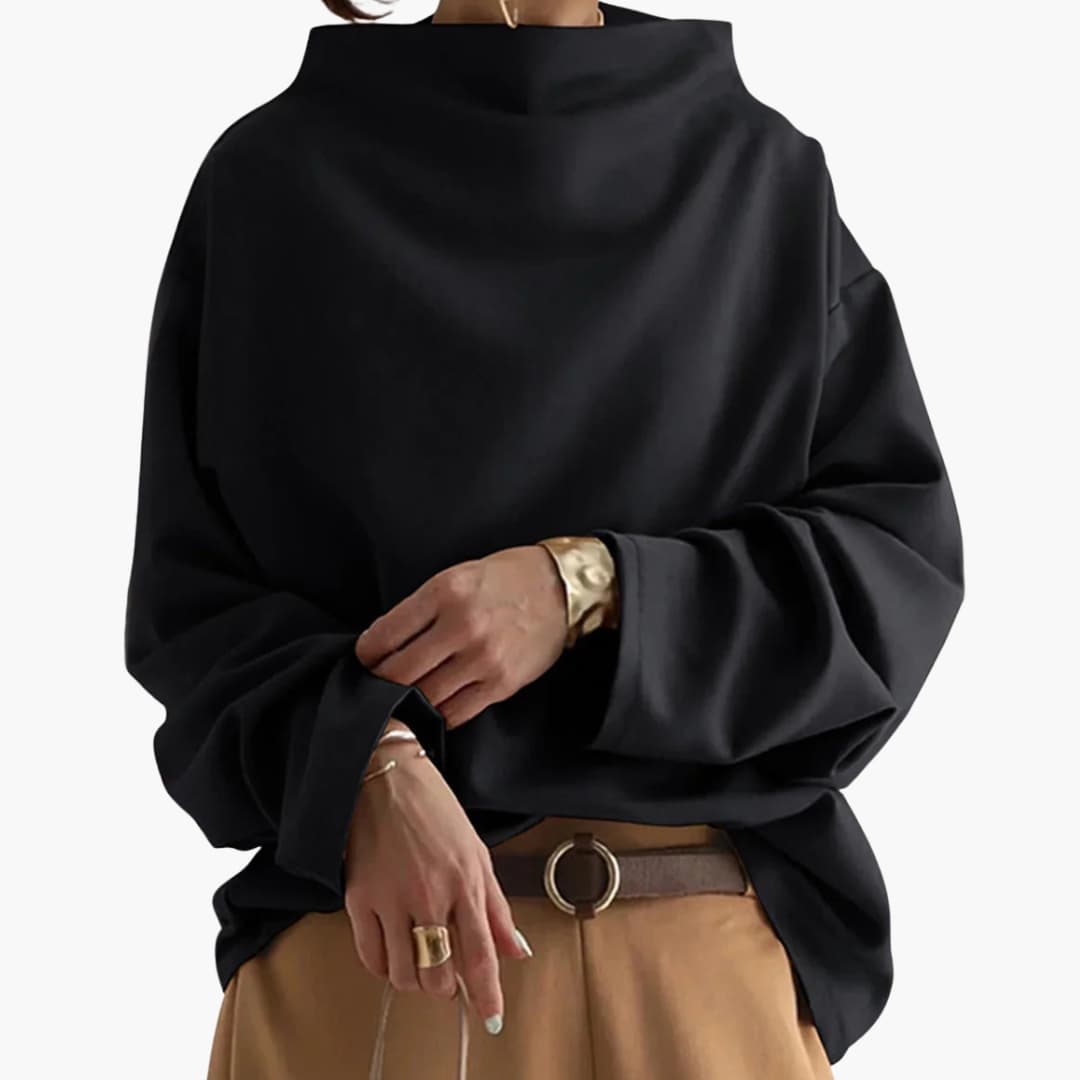Pull femme à col large et ourlet droit
