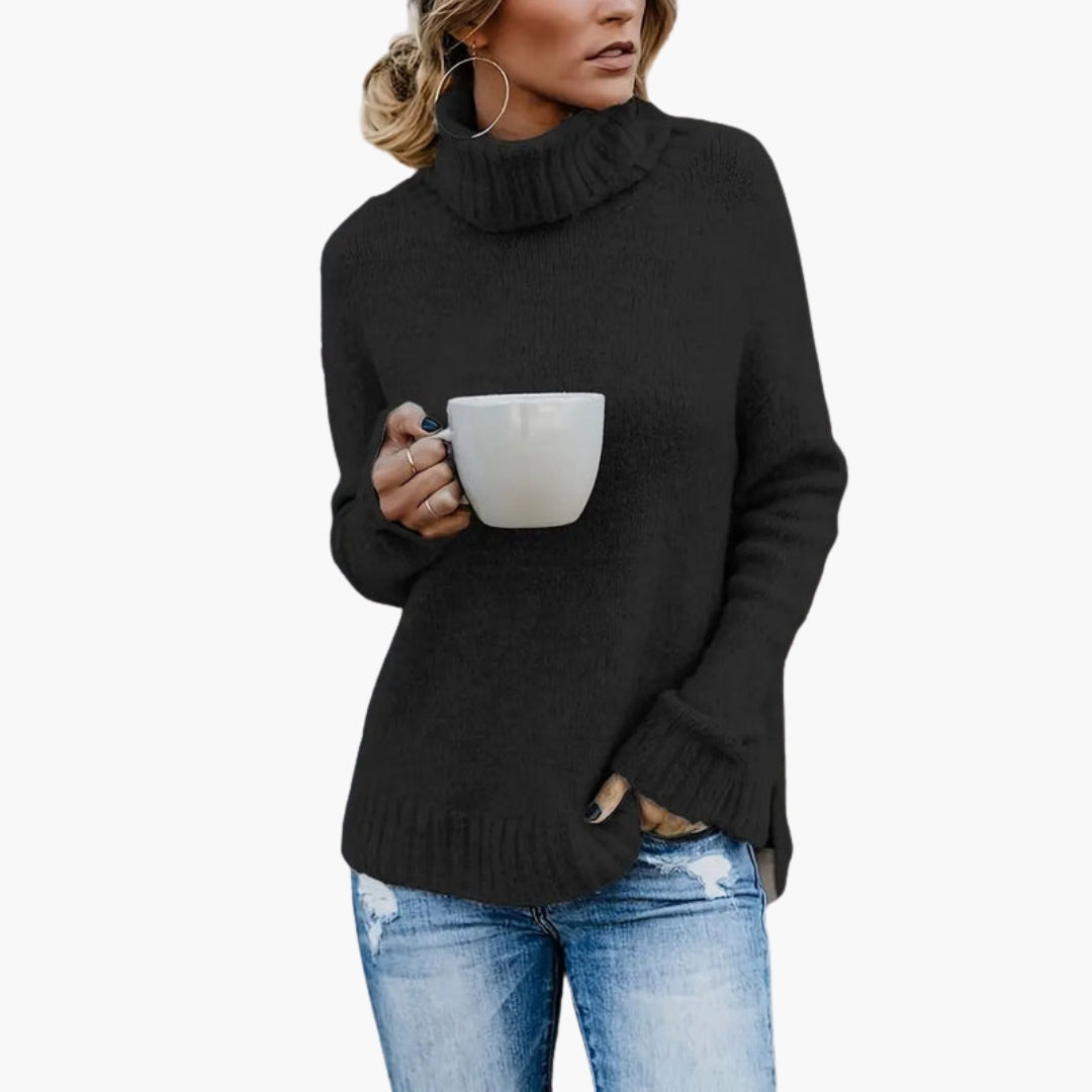 Pull femme avec col roulé et manches longues
