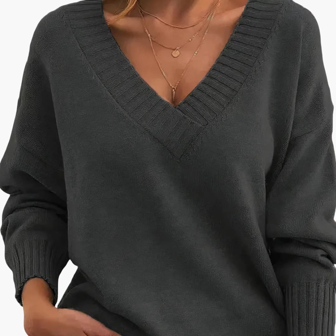 Pull femme avec col rond et coupe régulière