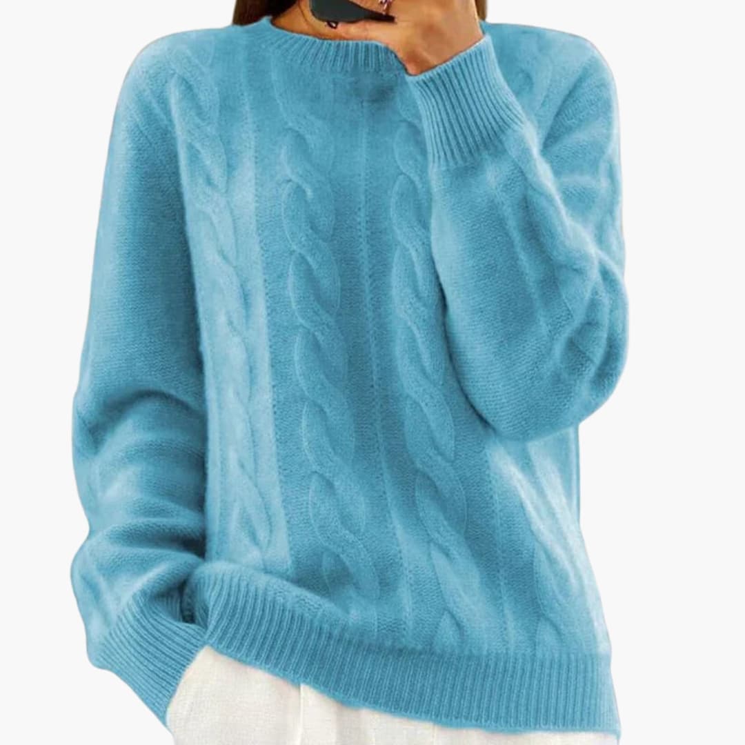 Pull femme avec col rond et surface lisse