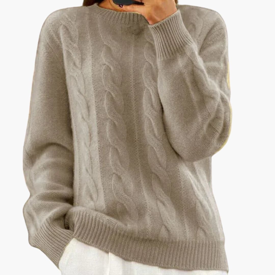 Pull femme avec col rond et surface lisse