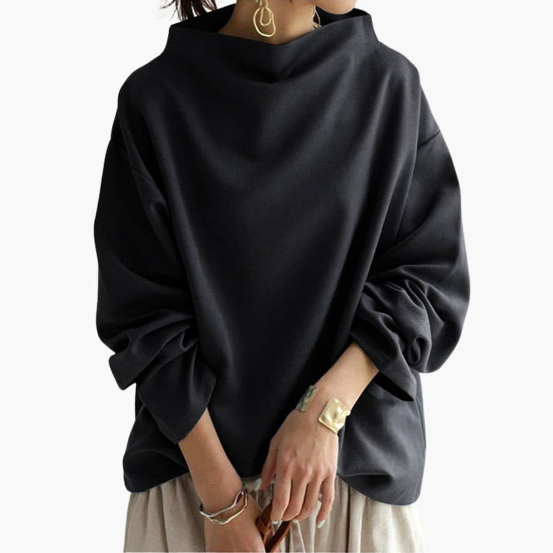 Camisola de mulher com decote barco e mangas compridas