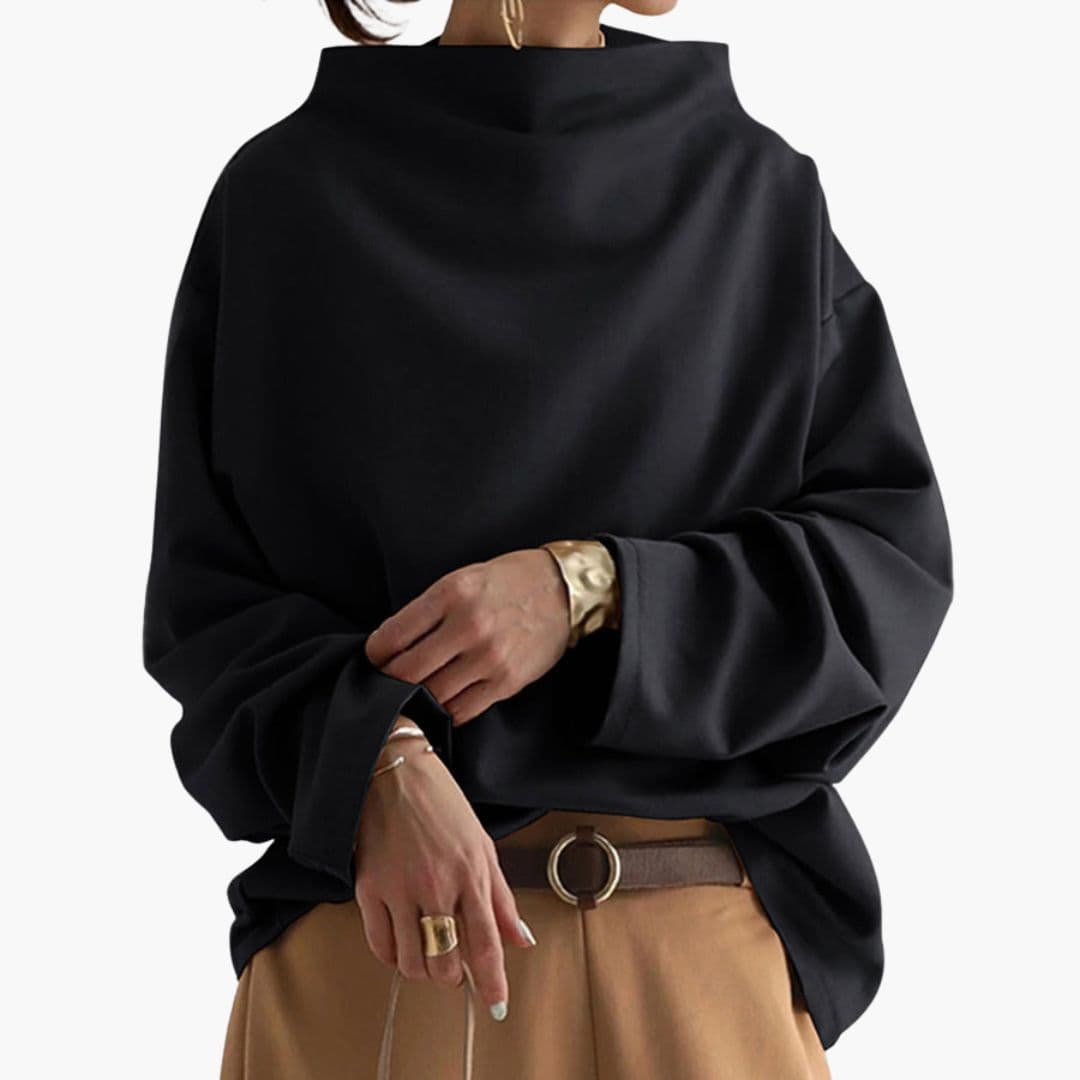 Camisola de mulher com decote barco e mangas compridas