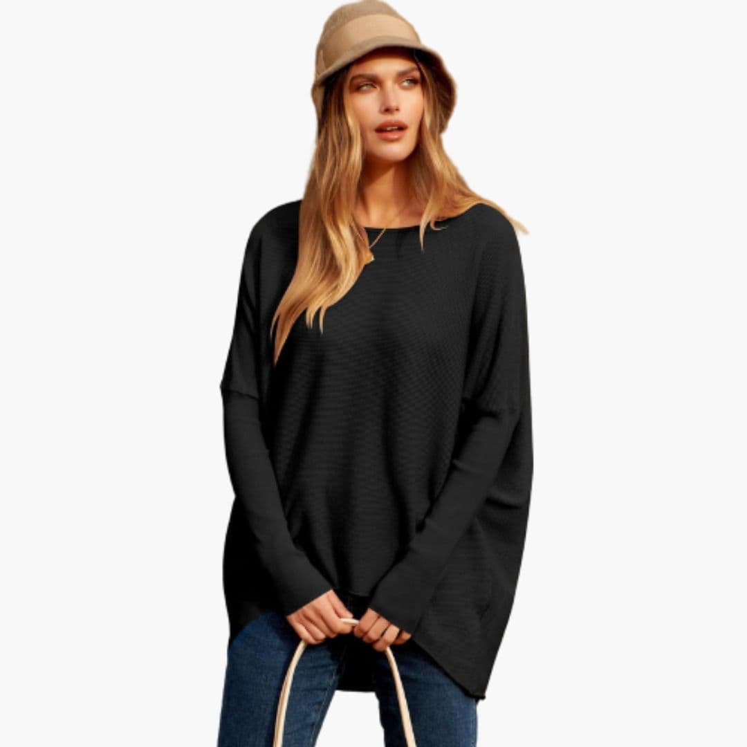 Maglia donna con scollo a barca e maniche lunghe