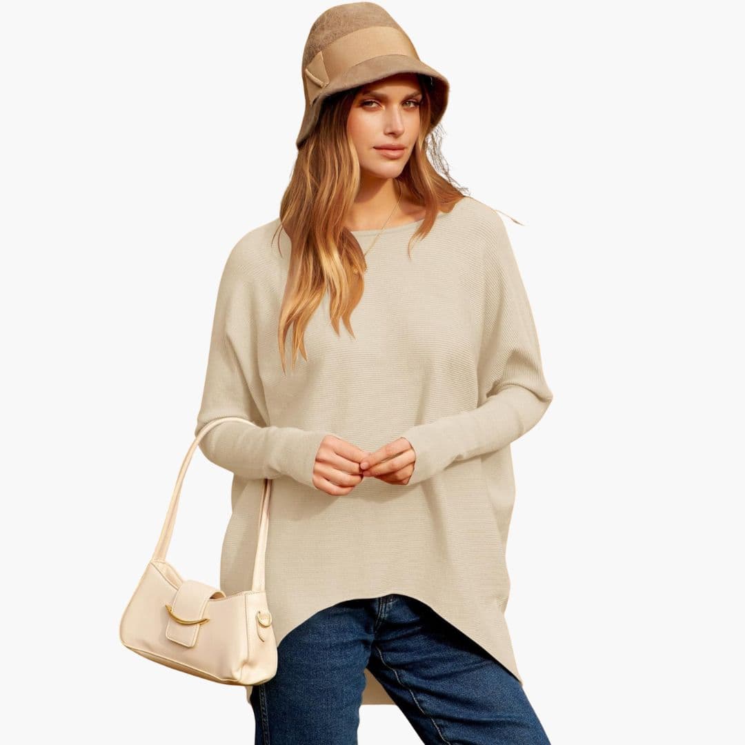 Maglia donna con scollo a barca e maniche lunghe