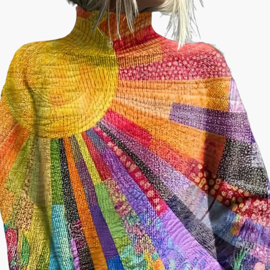 Pull femme col roulé en maille à manches longues