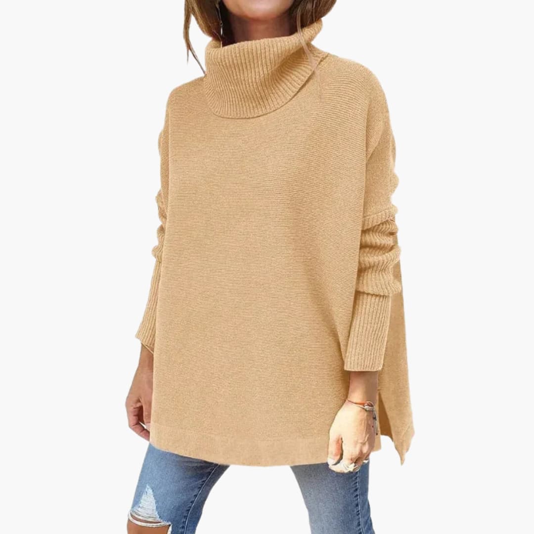 Pull femme en maille avec col roulé