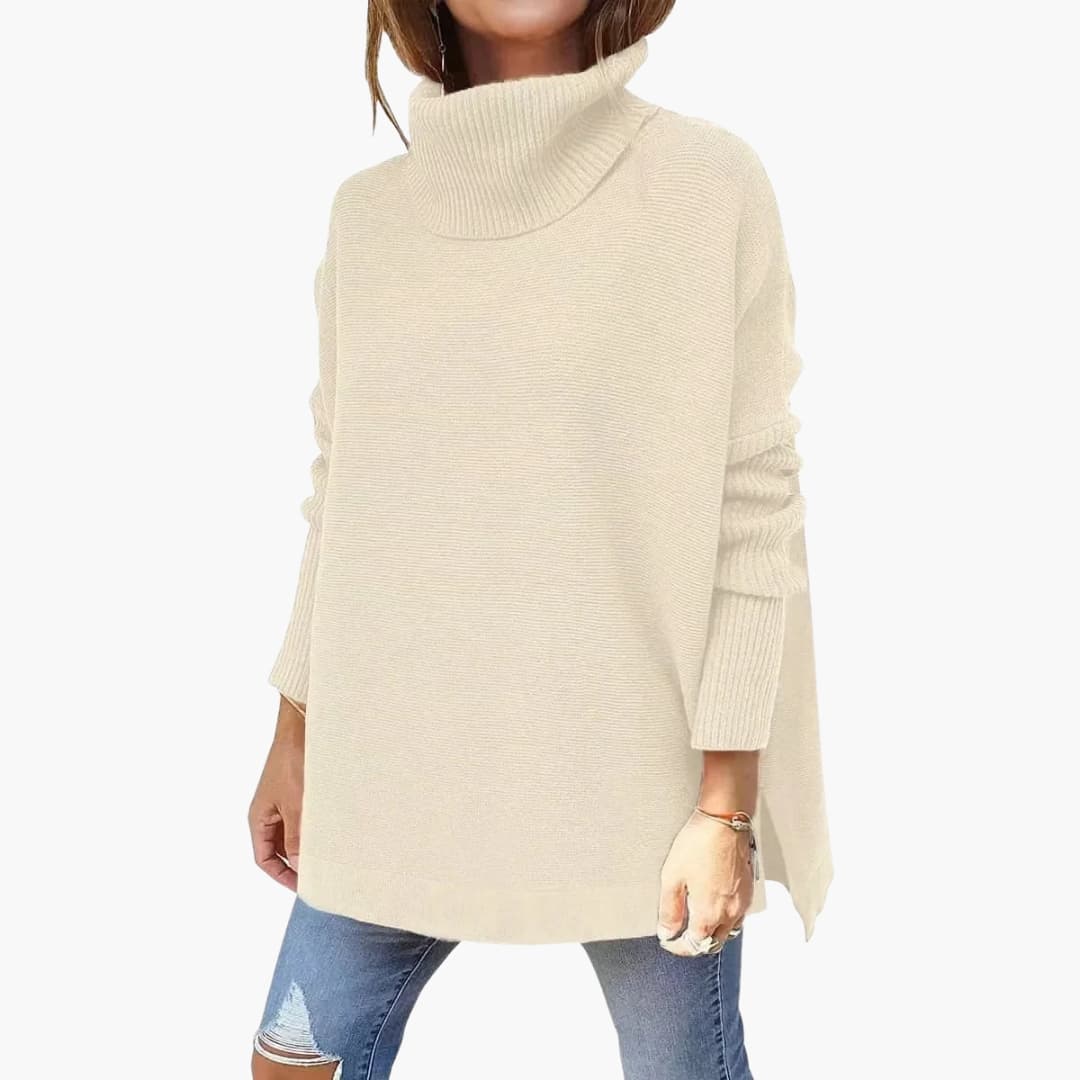 Pull femme en maille avec col roulé